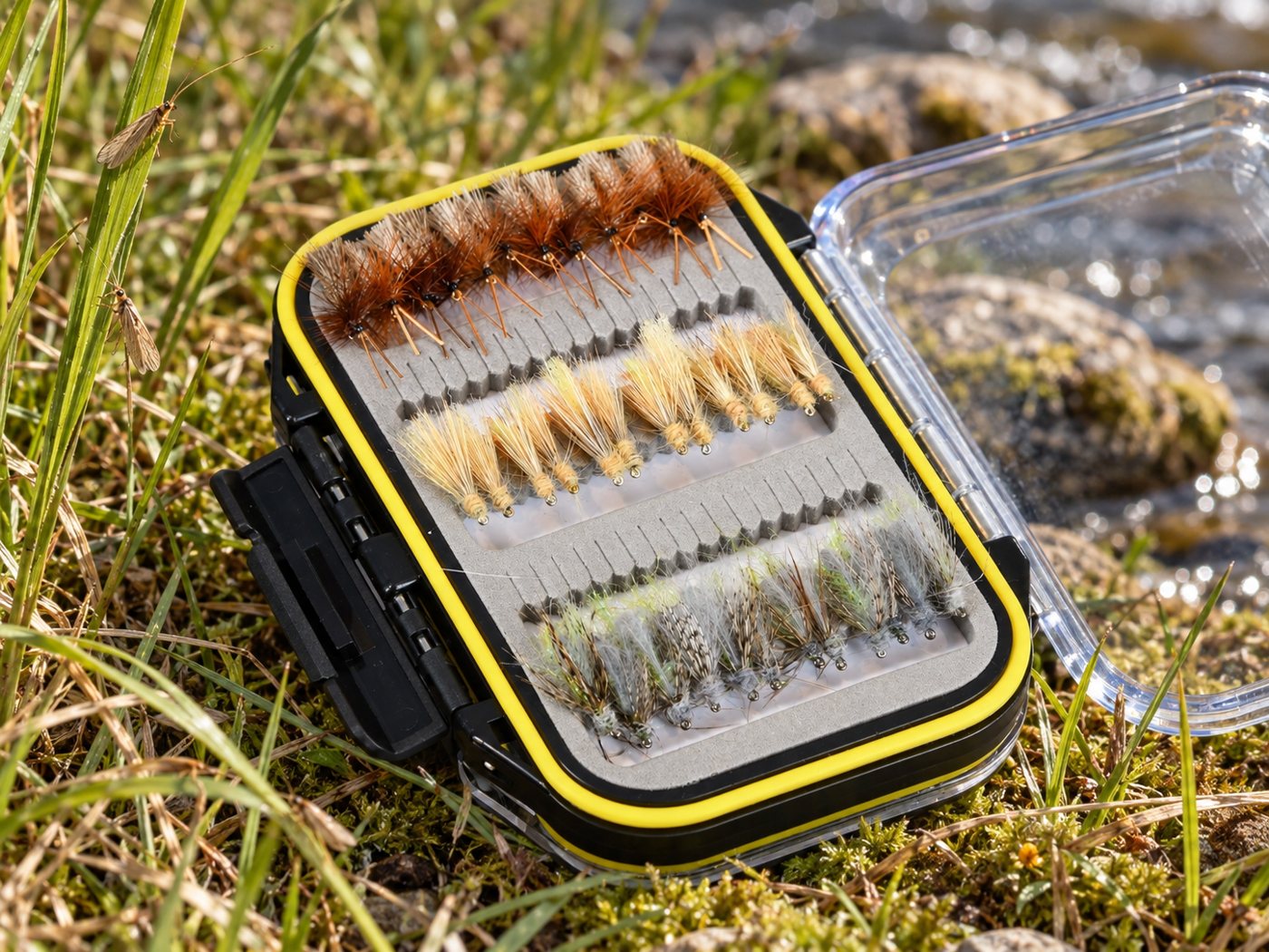 The Caddis Box, open on the river